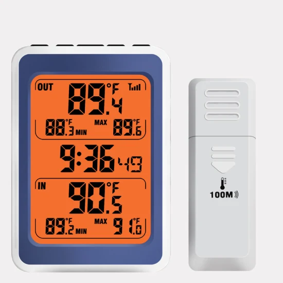 Factory Indoor Outdoor Thermometer Wireless Digital Alarm Clock with Backlight Temperature Gauge